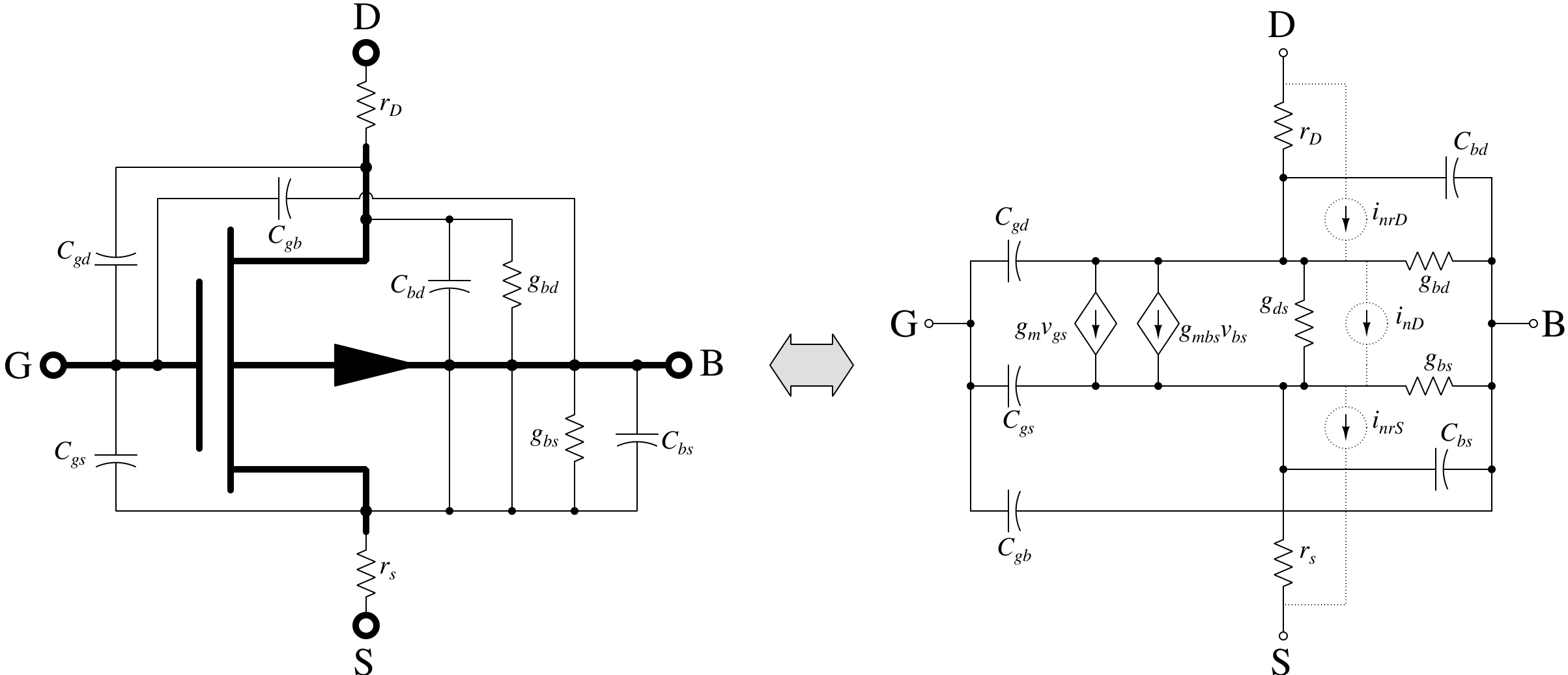A small signal model with  parasitics